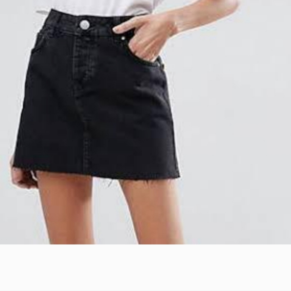 ZARA Black Denim Mini Skirt - Festival